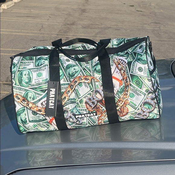 Phatcat Other - Phatcat Money Print Duffel Bag - Black and Green